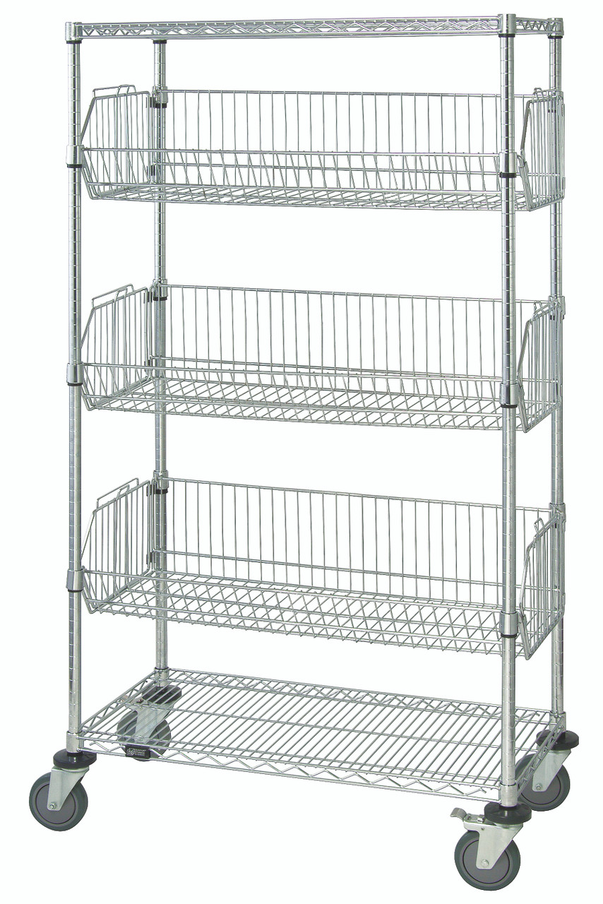 Basket Unit, mobile, 36"W x 24"D x 69"H, Chrome, 0, Carbon Steel, M2436BC6C
