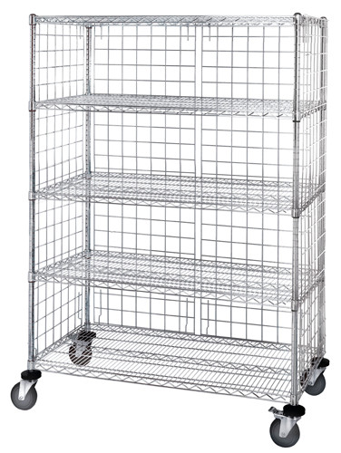 Mobile Enclosure Cart, 36"W x 24"D x 69"H, includes: (5) wire shelves, Chrome, 0, Carbon Steel, M2436C46E-5