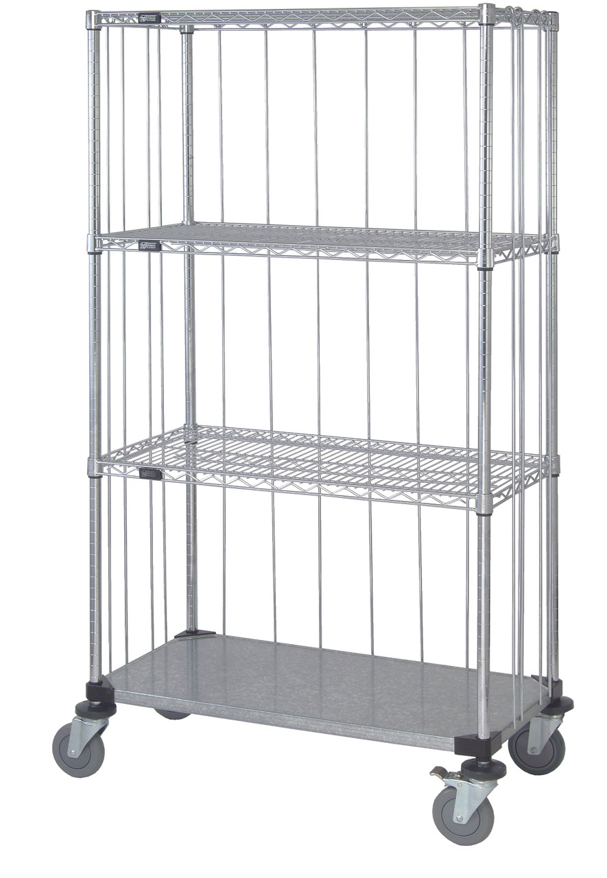 Mobile Enclosure Cart, 36"W x 24"D x 69"H, includes: (3) wire shelves, Chrome/Galvanized, 0, Carbon Steel, M2436CG46RE