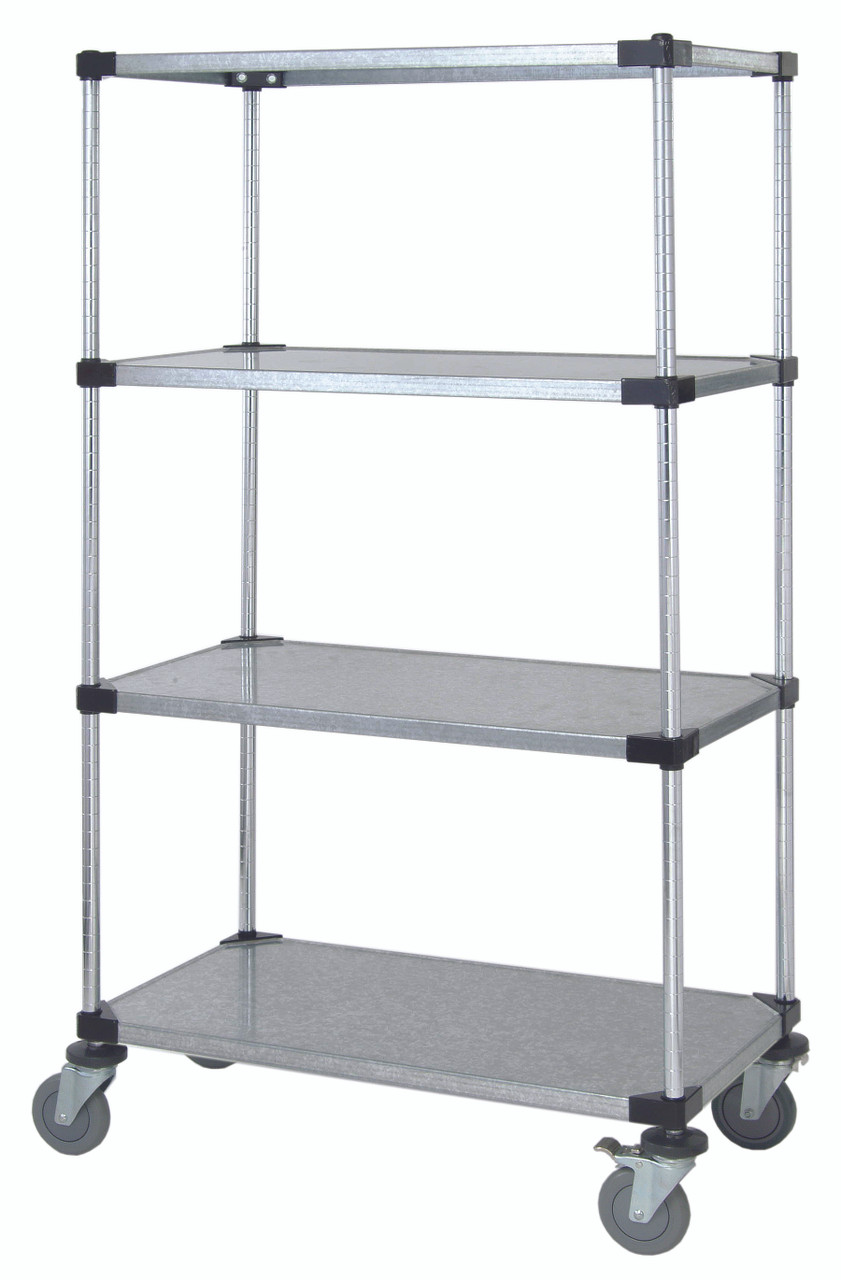 Mobile Cart, 36"W x 24"D x 80"H, includes: (4) solid galvanized steel shelves, Galvanized, 0, Carbon Steel, M2436SG47