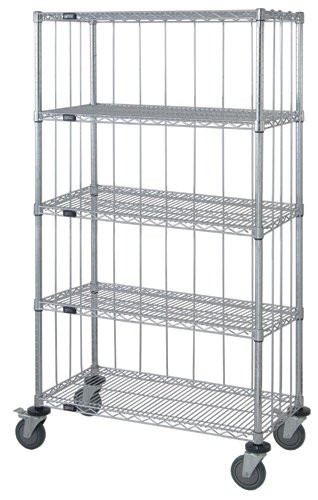 Mobile Enclosure Cart, 48"W x 24"D x 80"H, includes: (5) wire shelves, Chrome, 0, Carbon Steel, M2448C47RE-5