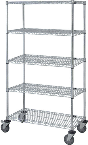 Mobile Cart, 60"W x 24"D x 69"H, includes: (5) wire shelves, Chrome, 0, Carbon Steel, M2460C46-5