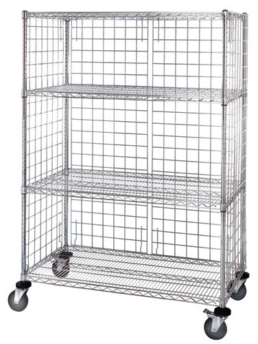 Mobile Enclosure Cart, 60"W x 24"D x 69"H, includes: (4) wire shelves, Chrome, 0, Carbon Steel, M2460C46E