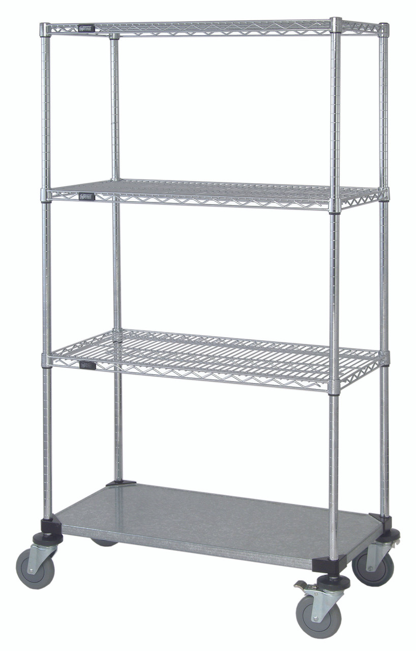 Mobile Cart, 60"W x 24"D x 69"H, includes: (3) wire shelves, Chrome/Galvanized, 0, Carbon Steel, M2460CG46