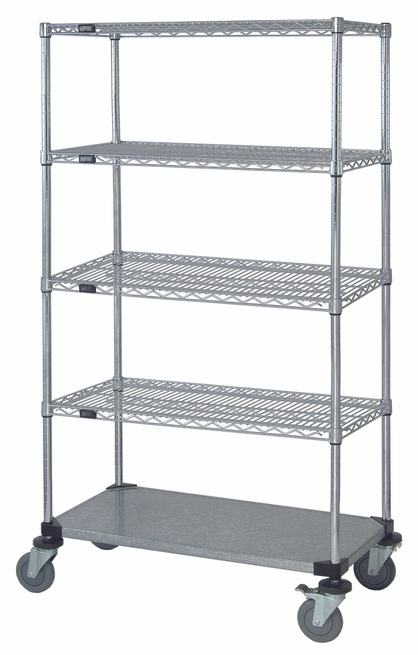 Mobile Cart, 60"W x 24"D x 80"H, includes: (5) wire shelves, Chrome/Galvanized, 0, Carbon Steel, M2460CG47-6LH57C