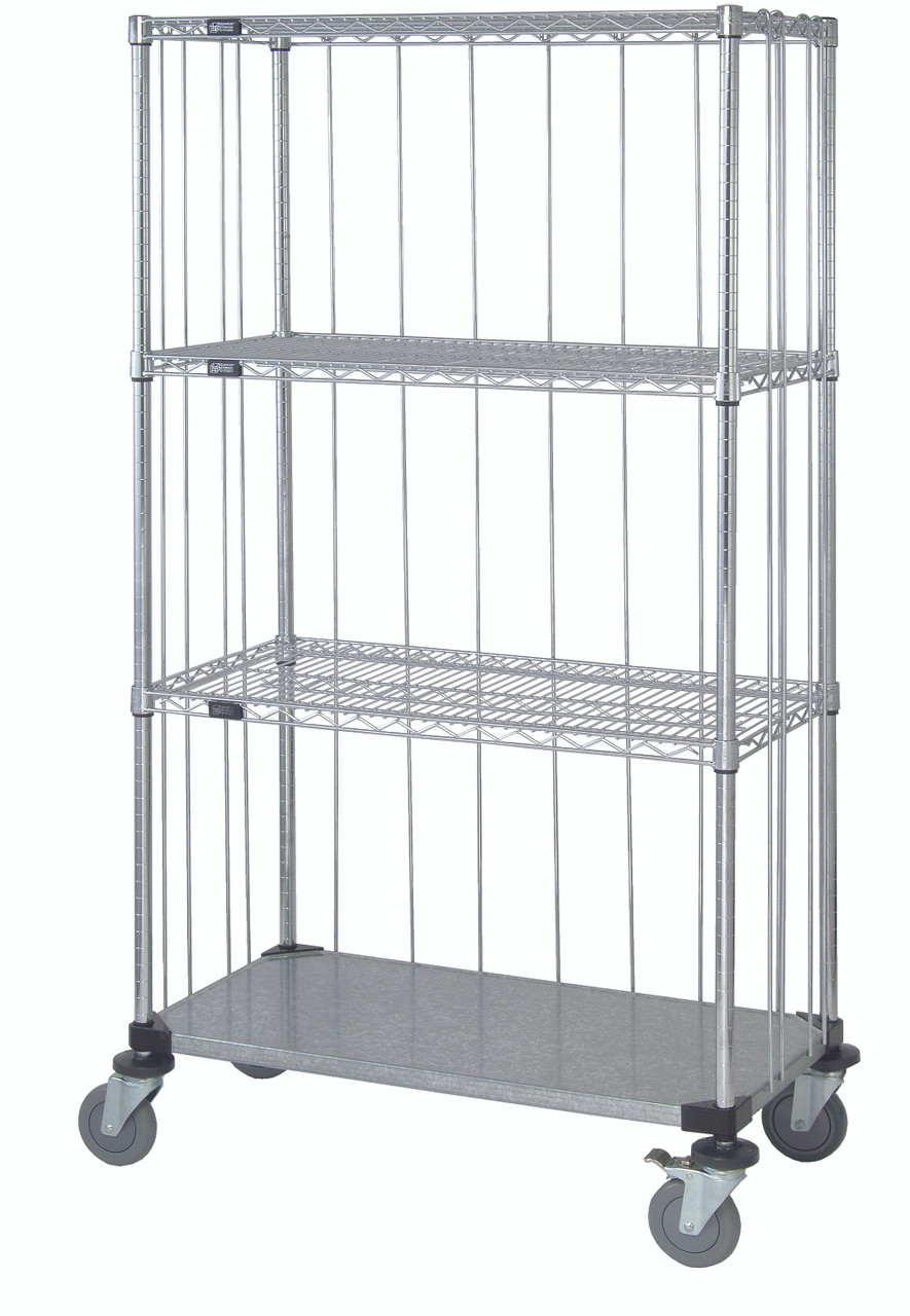 Mobile Enclosure Cart, 60"W x 24"D x 80"H, includes: (3) wire shelves, Chrome/Galvanized, 0, Carbon Steel, M2460CG47RE