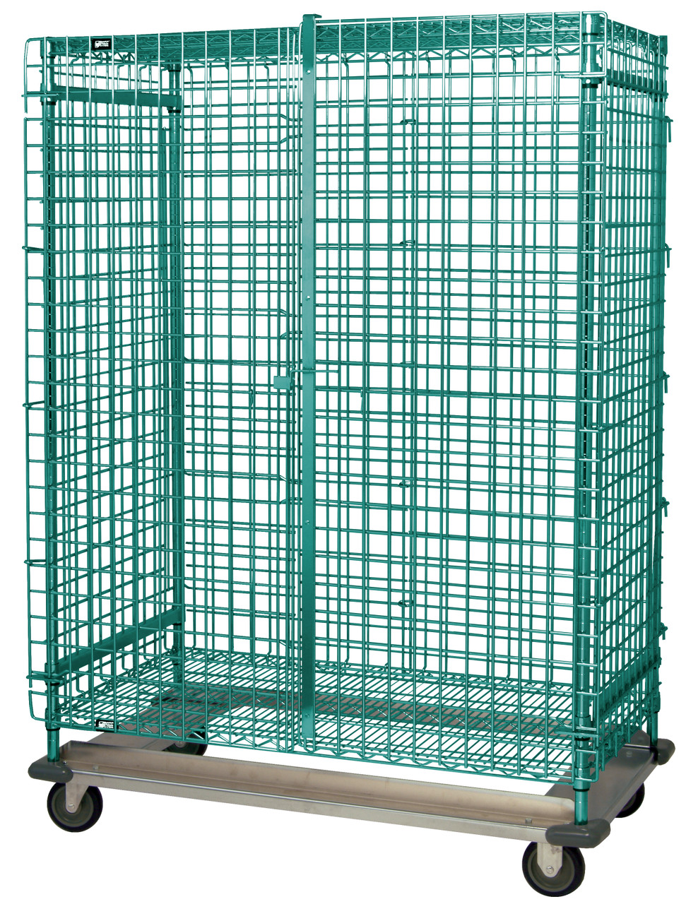Security Unit, mobile with dolly base, 48"W x 18"D x 70"H, Epoxy Coated, Green, 0, Carbon Steel, MD1848-70SECP