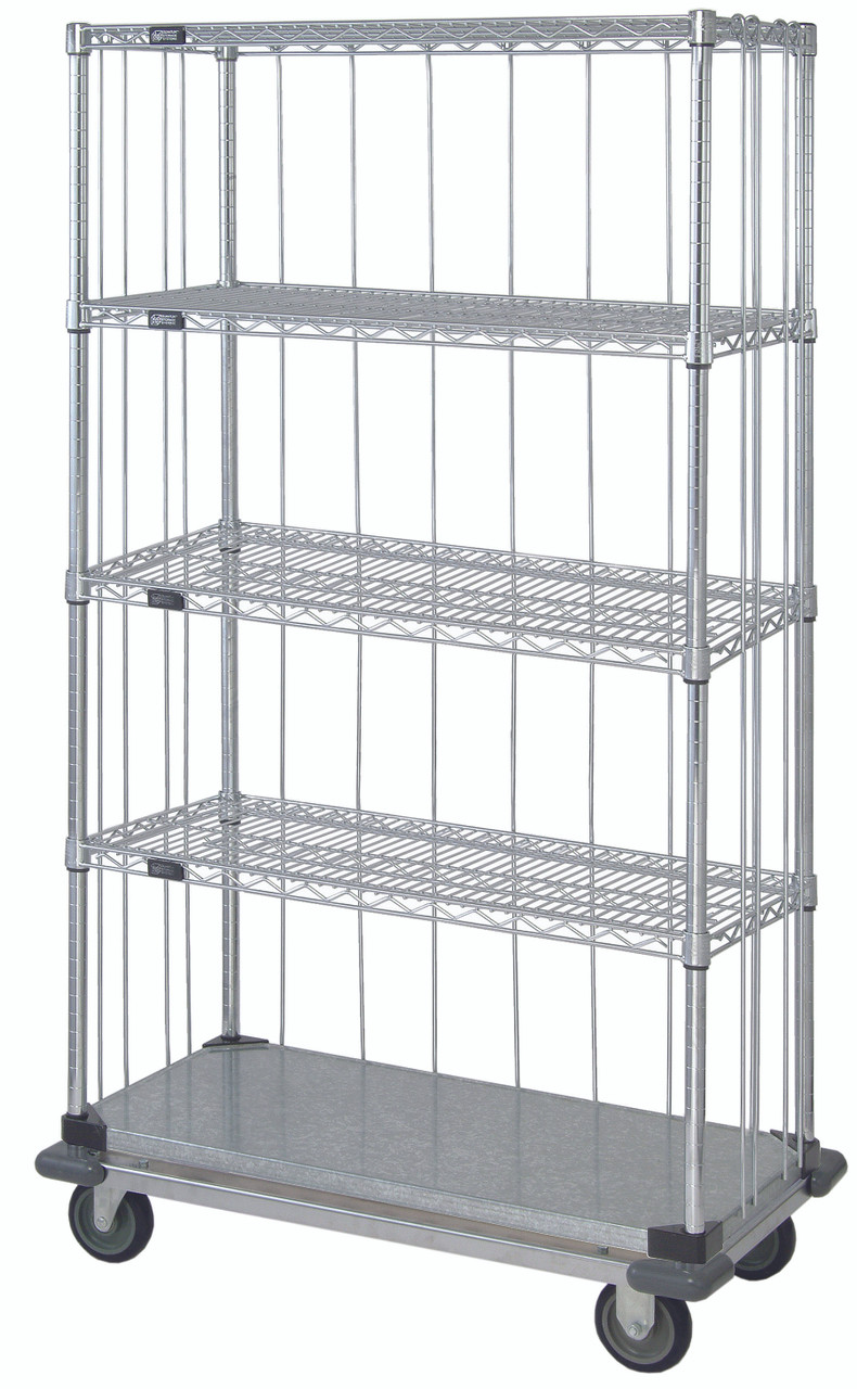 Mobile Enclosure Cart, 48"W x 18"D x 81"H, includes: (4) wire shelves, Chrome/Galvanized, 0, Carbon Steel, MD1848CG47RE-5