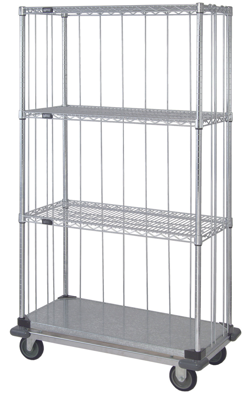 Mobile Enclosure Cart, 60"W x 18"D x 70"H, includes: (3) wire shelves, Chrome/Galvanized, 0, Carbon Steel, MD1860CG46RE