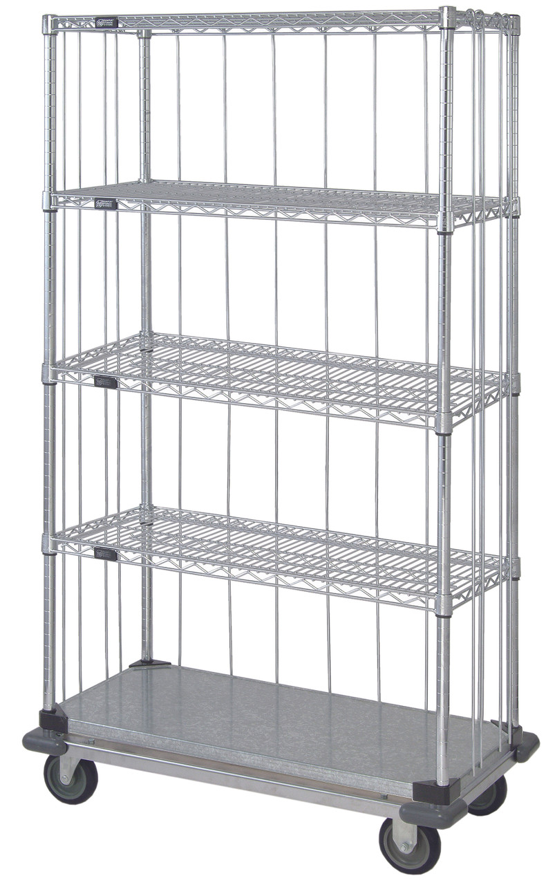 Mobile Enclosure Cart, 60"W x 18"D x 70"H, includes: (4) wire shelves, Chrome/Galvanized, 0, Carbon Steel, MD1860CG46RE-5