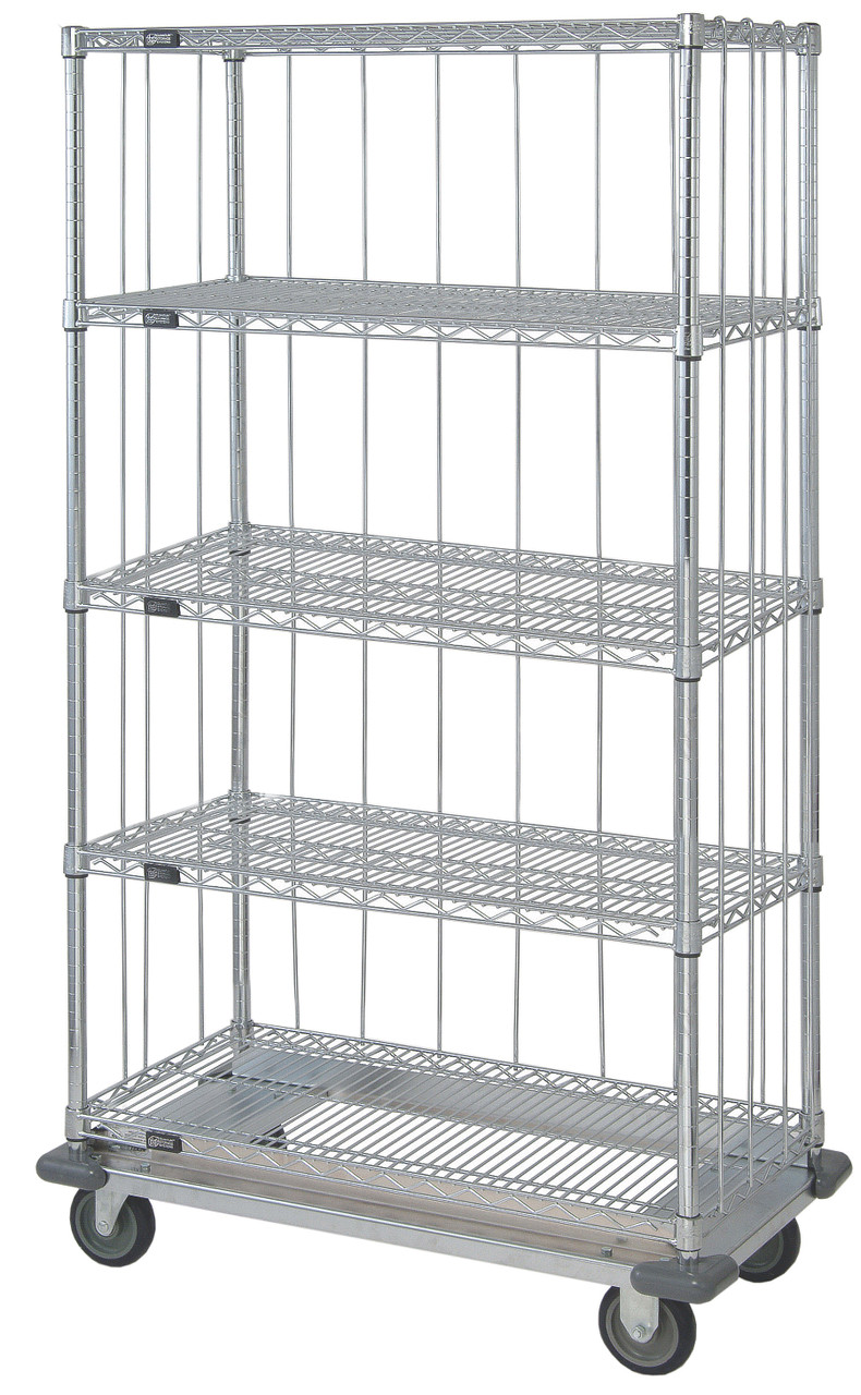 Mobile Enclosure Cart, 36"W x 24"D x 81"H, includes: (5) wire shelves, Chrome, 0, Carbon Steel, MD2436C47RE-5