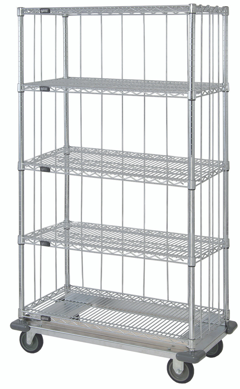 Mobile Enclosure Cart, 48"W x 24"D x 81"H, includes: (5) wire shelves, Chrome, 0, Carbon Steel, MD2448C47RE-5