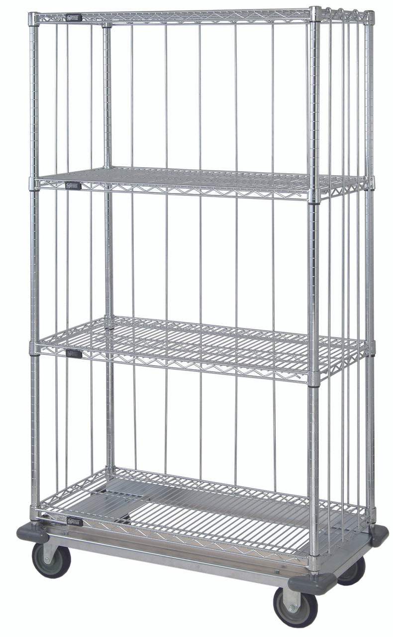 Mobile Enclosure Cart, 60"W x 24"D x 70"H, includes: (4) wire shelves, Chrome, 0, Carbon Steel, MD2460C46RE