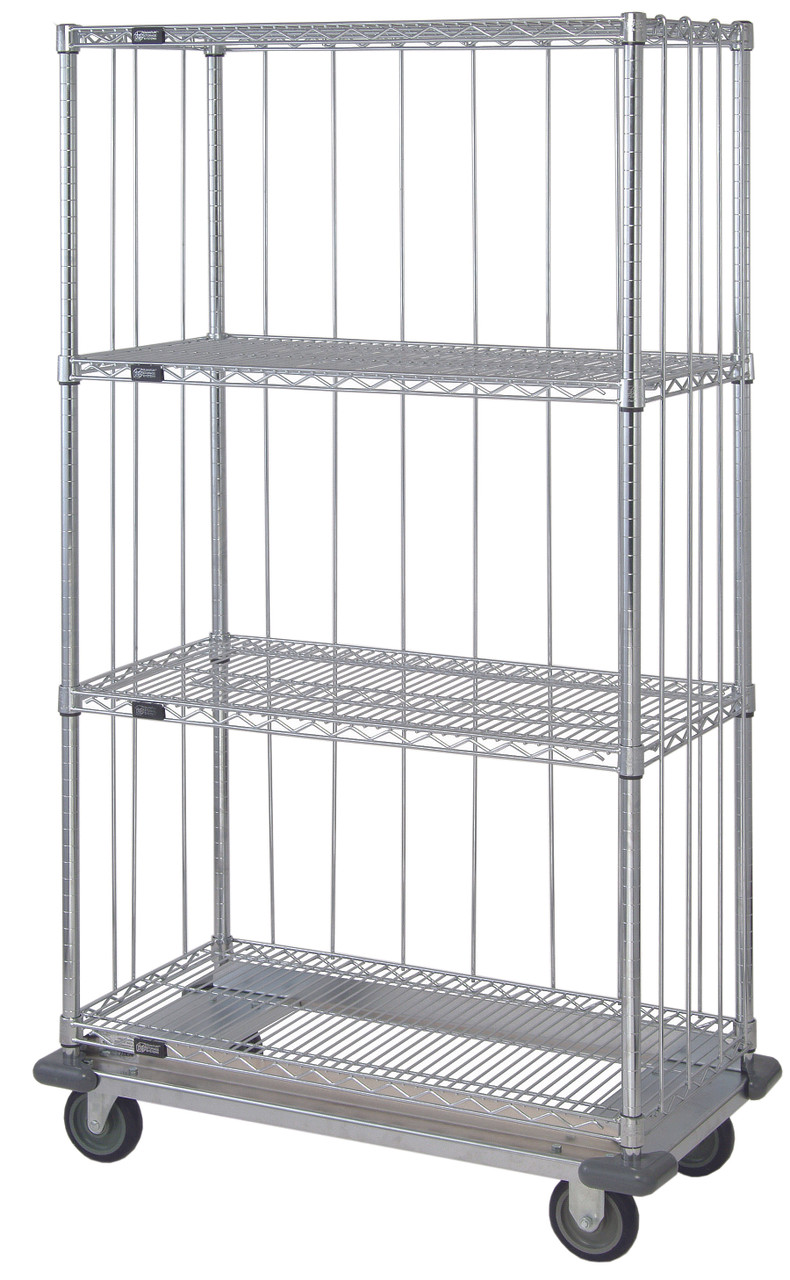 Mobile Enclosure Cart, 60"W x 24"D x 70"H, includes: (4) wire shelves, Chrome, 0, Carbon Steel, MD2460C46RE