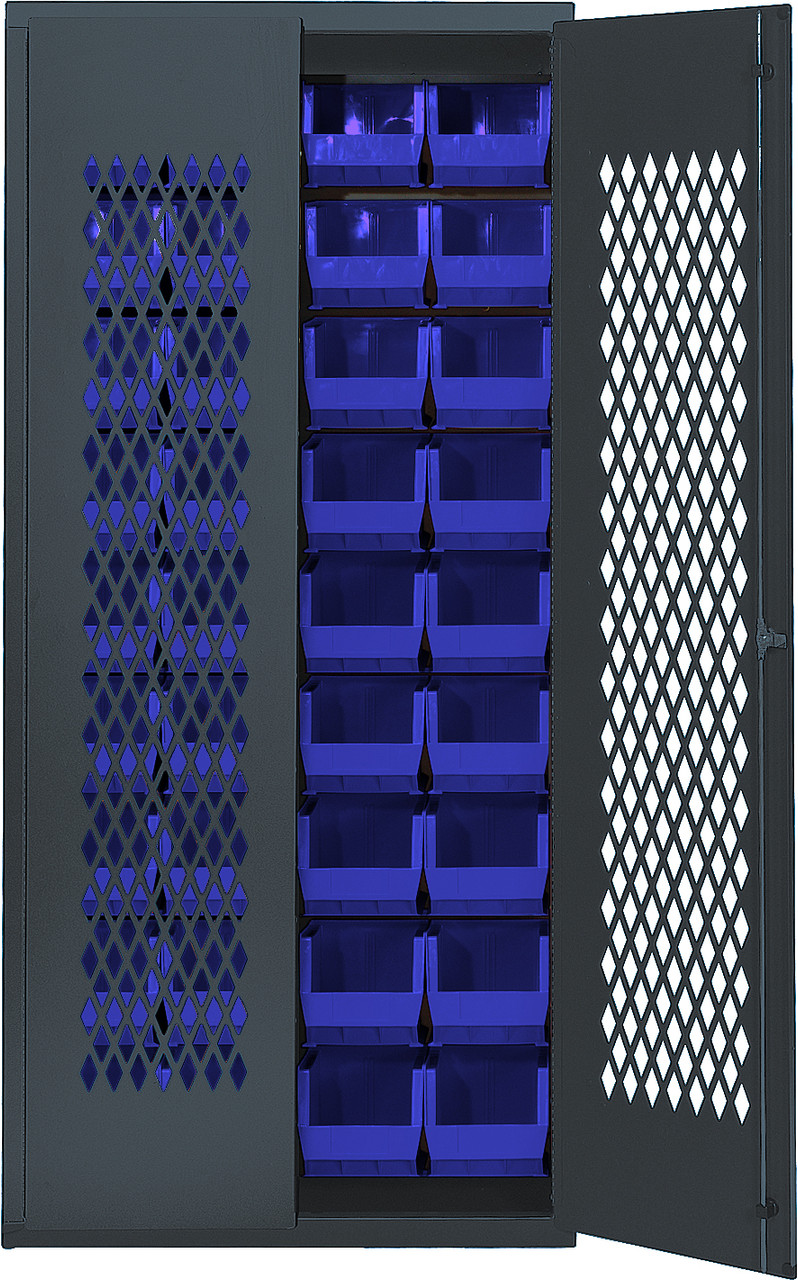 Specialty Bin Cabinets, heavy-duty, mesh door model, Beige, Blue, Carbon Steel, MESH-BG-240BL