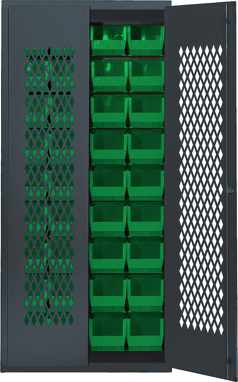 Specialty Bin Cabinets, heavy-duty, mesh door model, Beige, Green, Carbon Steel, MESH-BG-240GN