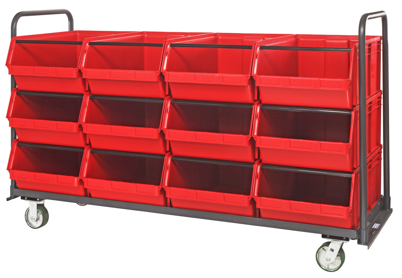 Magnum Tote Truck, 78"W x 30" x 47"H, 1-1/2" x 3/16" all welded construction, Gray, Red, Carbon Steel, MTT-3078-743RD