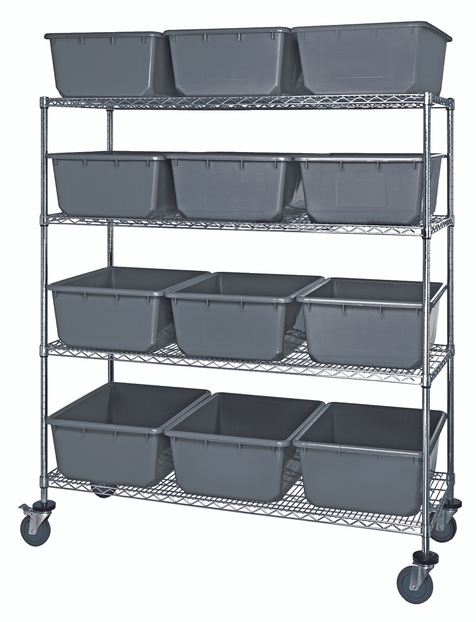 Bin System Unit, mobile, 60"W x 24"D x 69"H, Chrome, Gray, Carbon Steel, MWR4-2419-9GY