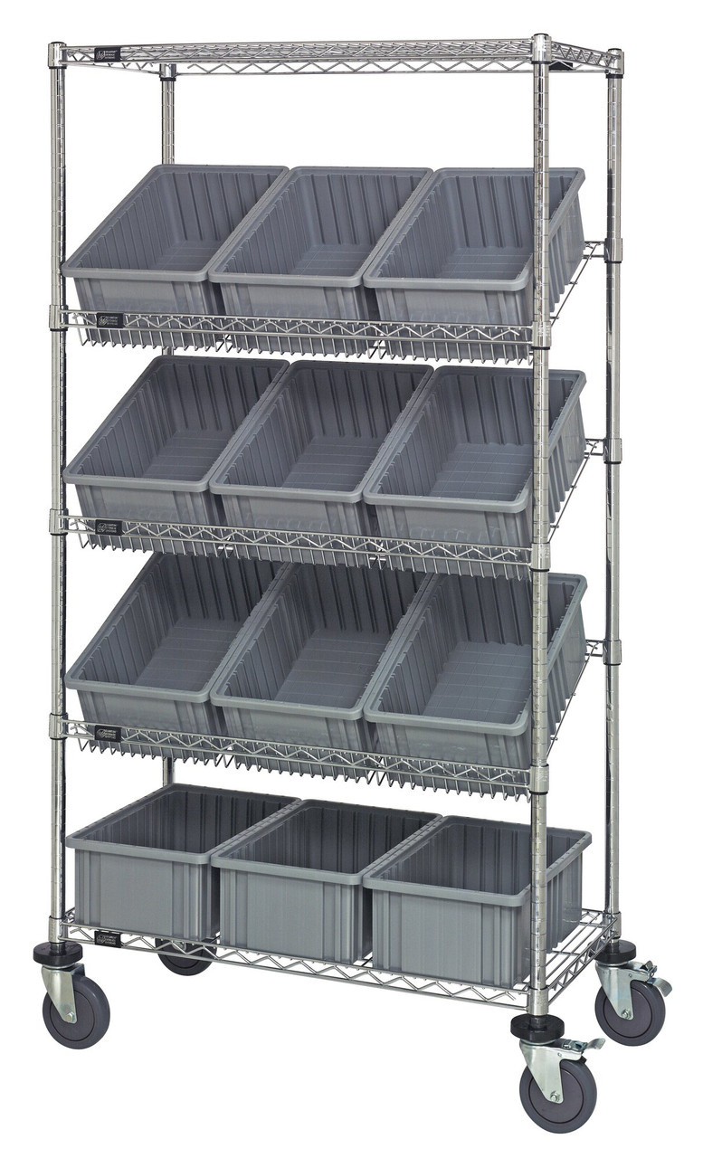 Bin Systems Unit, mobile, 36"W x 18"D x 69"H, Chrome, Gray, Carbon Steel, MWRS-5-92060GY