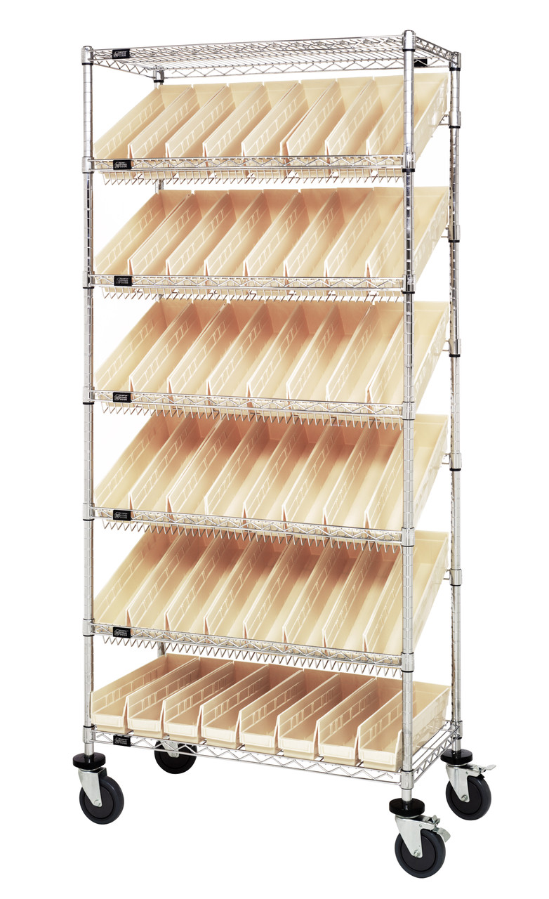 Bin Systems Unit, mobile, 36"L x 18"W x 80"H, Chrome, Ivory, Carbon Steel, MWRS-7-103IV