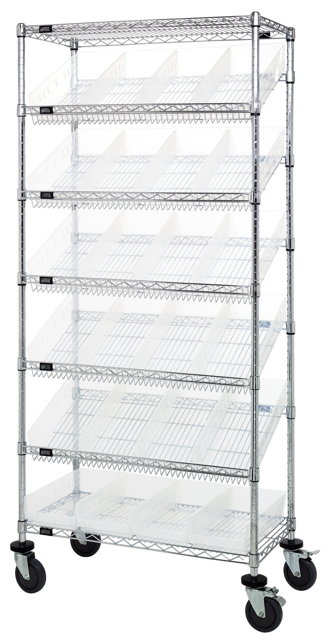 Bin Systems Unit, mobile, 36"W x 18"D x 80"H, Chrome, Clear, Carbon Steel, MWRS-7-108CL