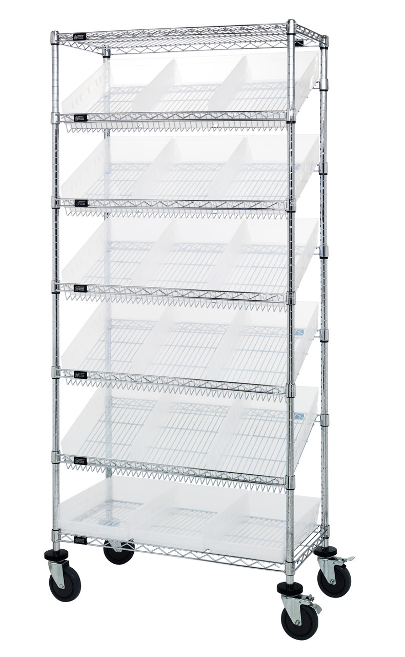 Bin Systems Unit, mobile, 36"W x 18"D x 80"H, Chrome, Clear, Carbon Steel, MWRS-7-110CL