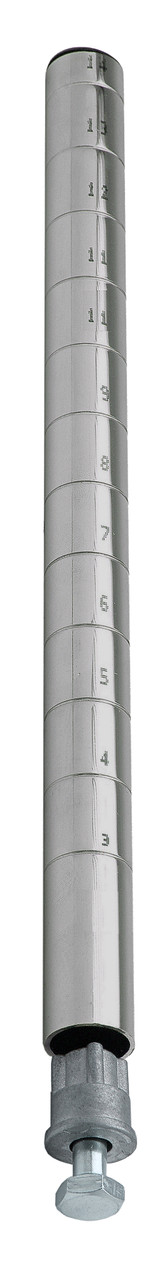 Post with Leveling Legs, 14"H, numbered grooves in 1" increments, Stainless, 0, Stainless, P14S