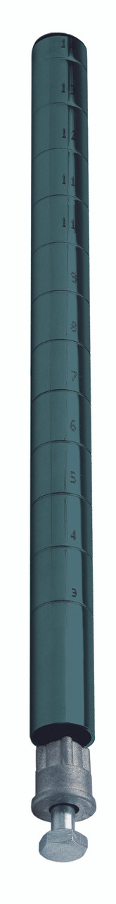 Post with Leveling Legs, 74"H, numbered grooves in 1" increments, Epoxy Coated, Green, 0, Carbon Steel, P74P