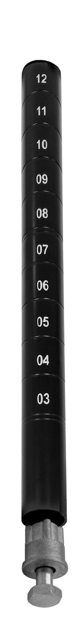 Post with Leveling Legs, 86"H, numbered grooves in 1" increments, Epoxy Coated, Black, 0, Carbon Steel, P86BK