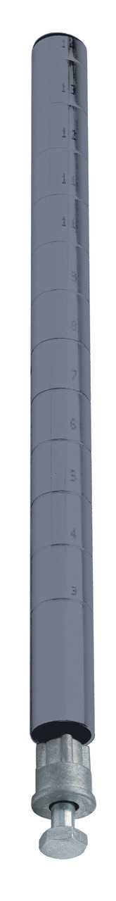 Post with Leveling Legs, 86"H, numbered grooves in 1" increments, Epoxy Coated, Gray, 0, Carbon Steel, P86GYX
