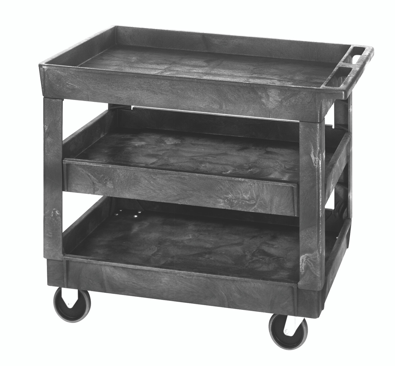 Utility Cart, (3) shelves, 40"W x 26"D x 31-1/2"H, Gray, 0, Polymer, PC4026-33-3