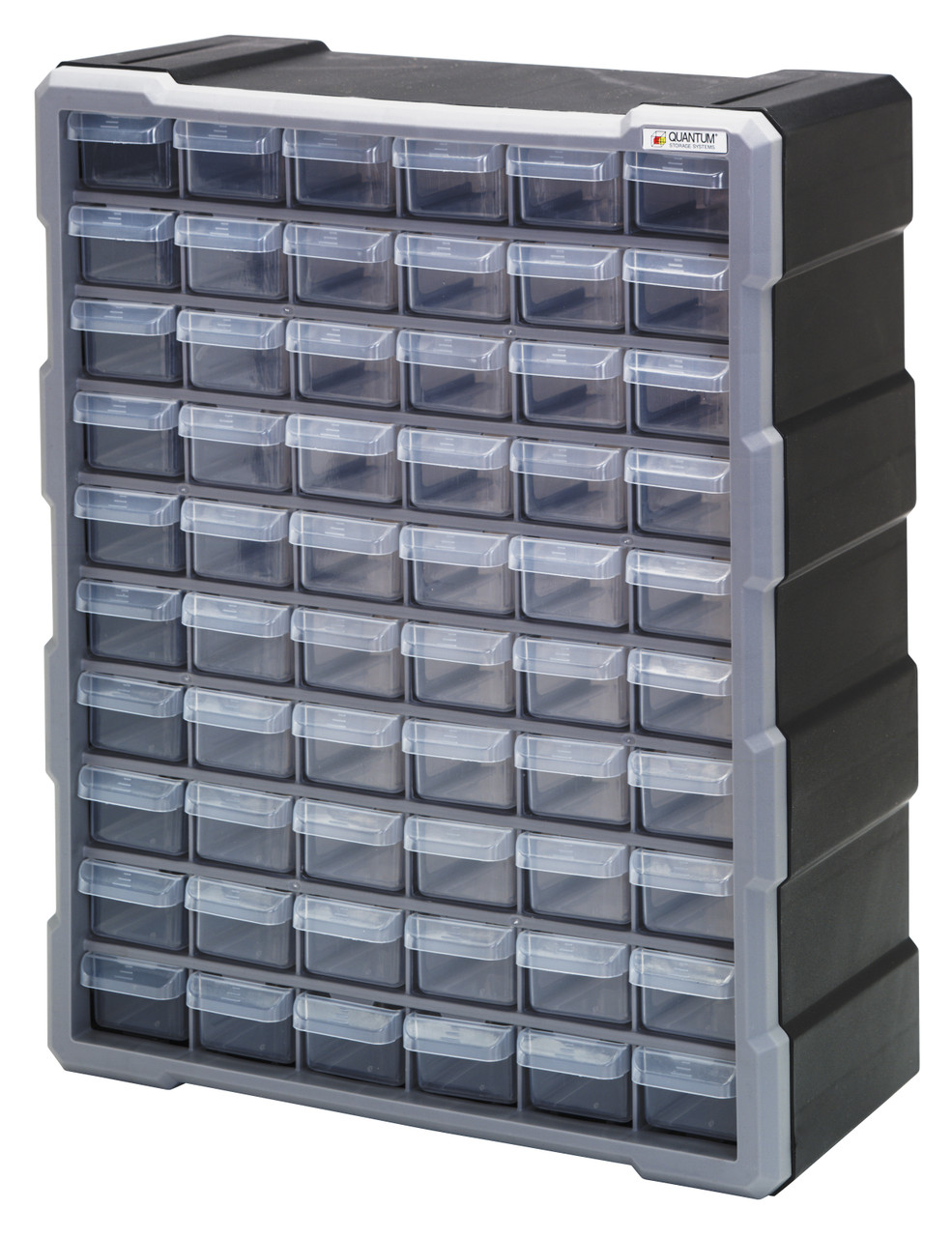 Plastic Drawer Cabinet, 6-1/4"L x 15"W x 18-3/4"H, includes (60) 5-1/2"L x 2"W x 1-1/4"W, Black/Gray, Black/Gray, Polypropylene, PDC-60BK
