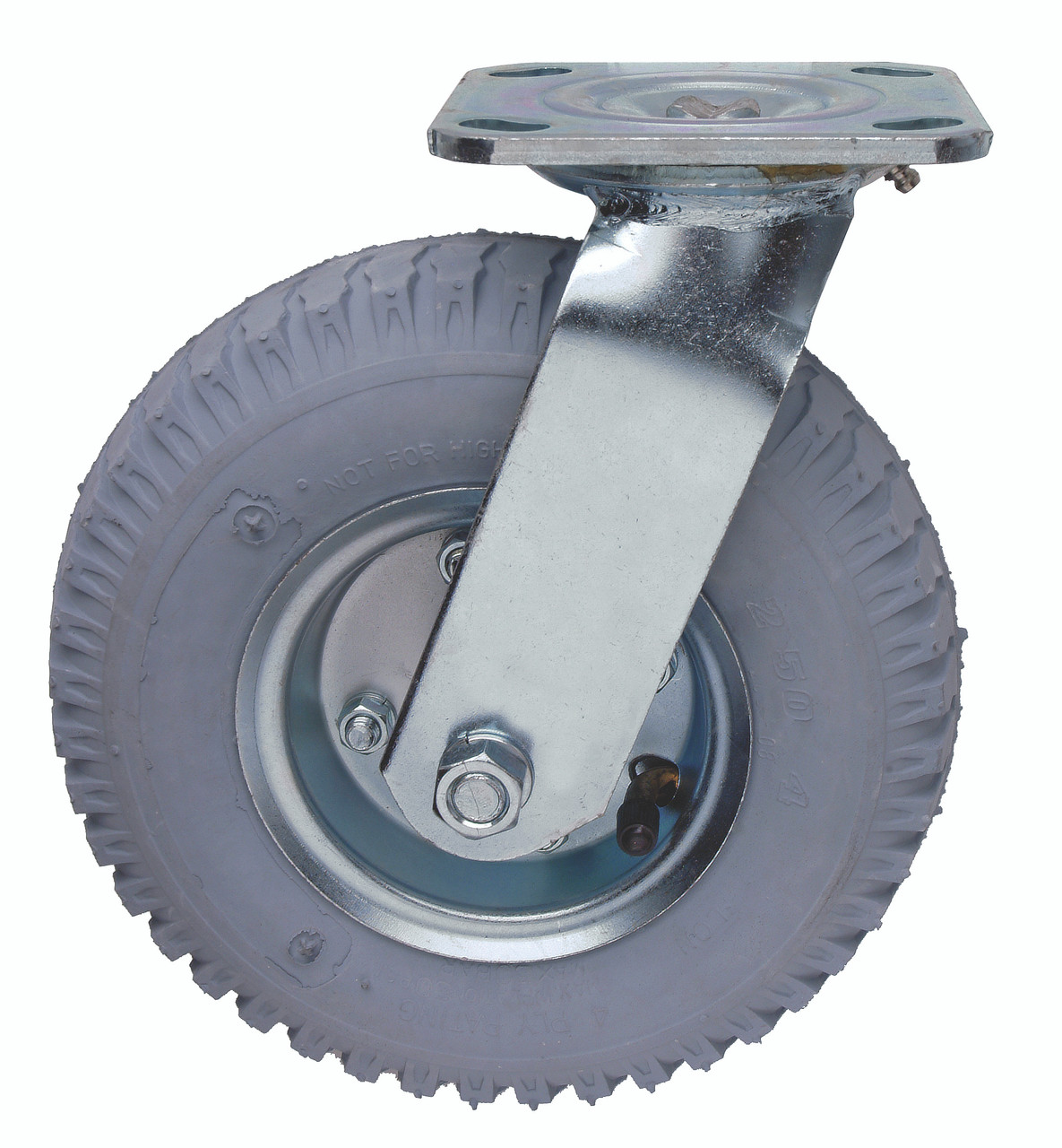 Swivel Pneumatic Caster, 8" x 2-1/2", each, Chrome, 0, Pneumatic, PT-NS