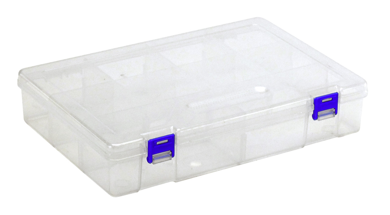 Compartment Storage Box, 11-3/4"L x 7-3/4"W x 2-1/2"H, comes with adjustable dividers, Clear, Clear, Polypropylene, QB800CS
