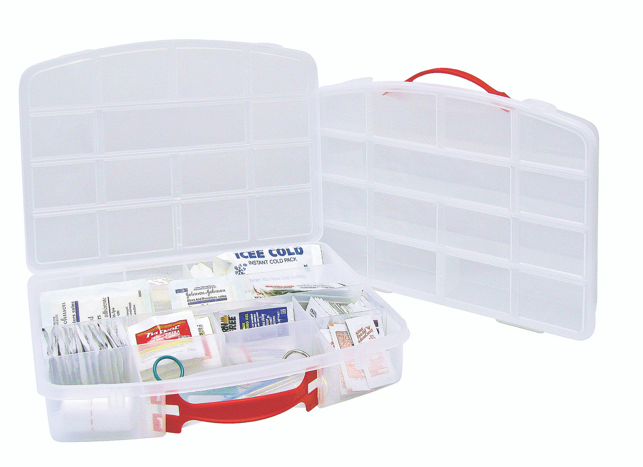 Compartment Storage Box, 10-1/4"L x 13"W x 2-3/8"H, comes with fixed dividers, Clear, Clear, Polypropylene, QB900CS