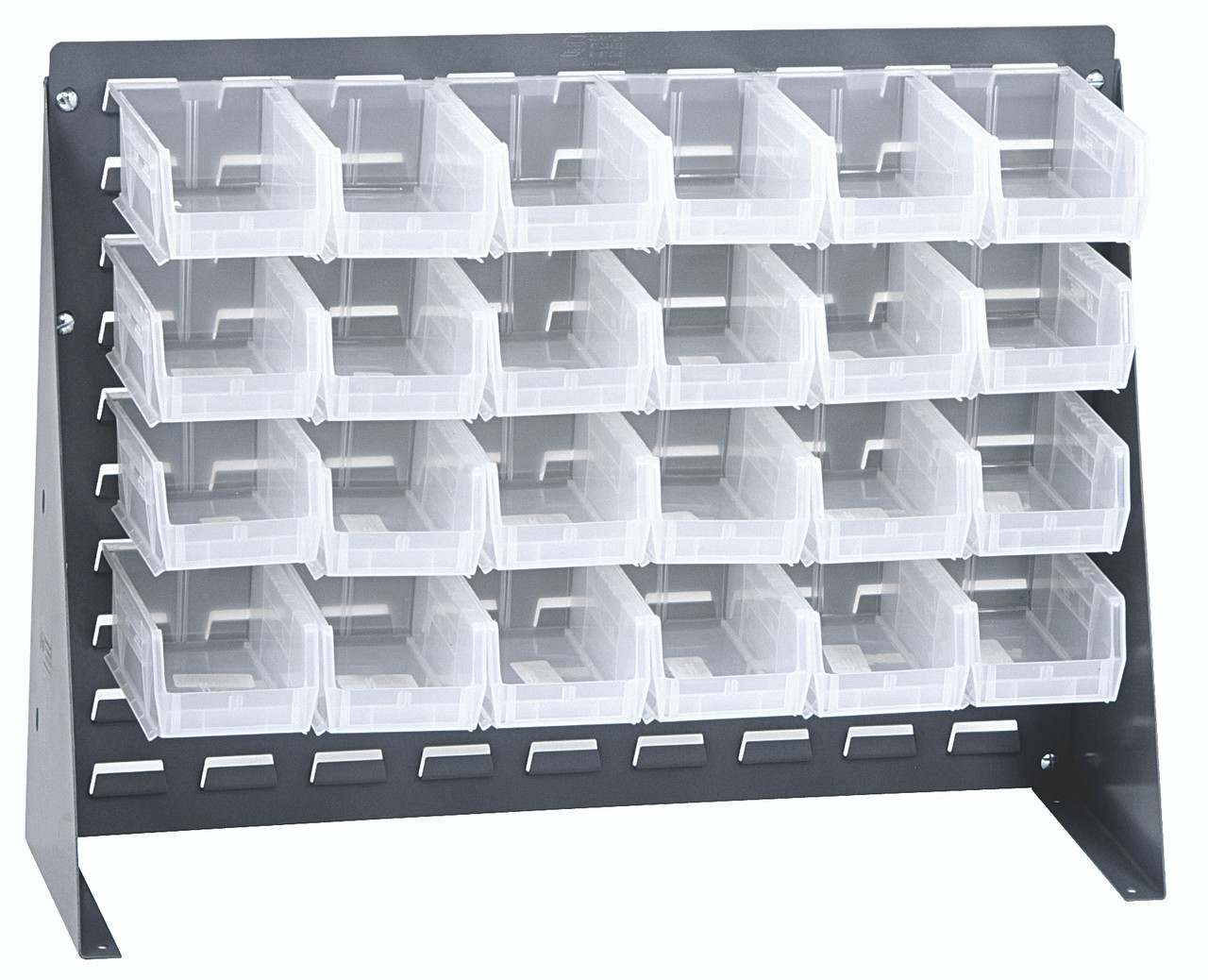 Bench Rack, 27-3/4"L x 8"W x 21"H, 16 gauge steel louvered model, Gray, Clear, Carbon Steel, QBR-2721-210-24CL