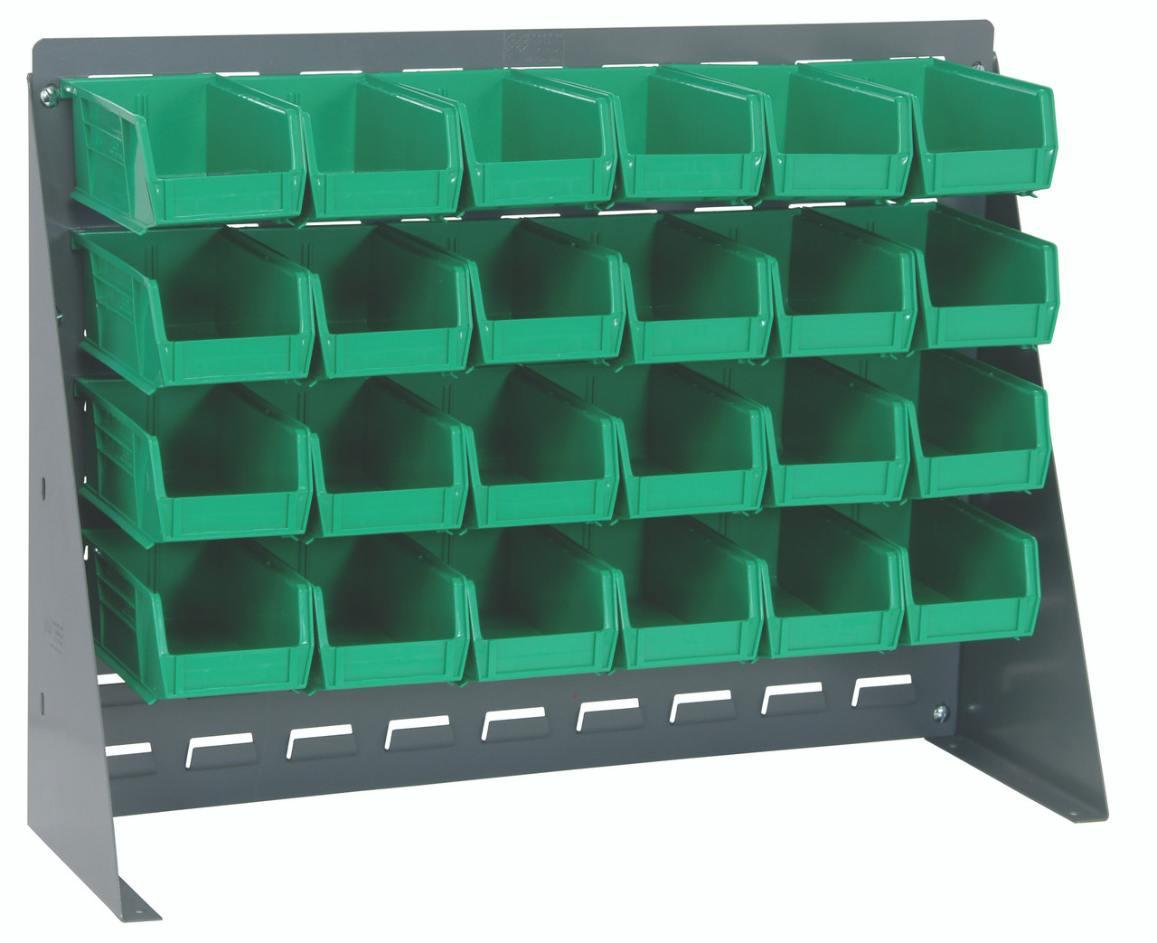 Bench Rack, 27-3/4"L x 8"W x 21"H, 16 gauge steel louvered model, Gray, Green, Carbon Steel, QBR-2721-210-24GN