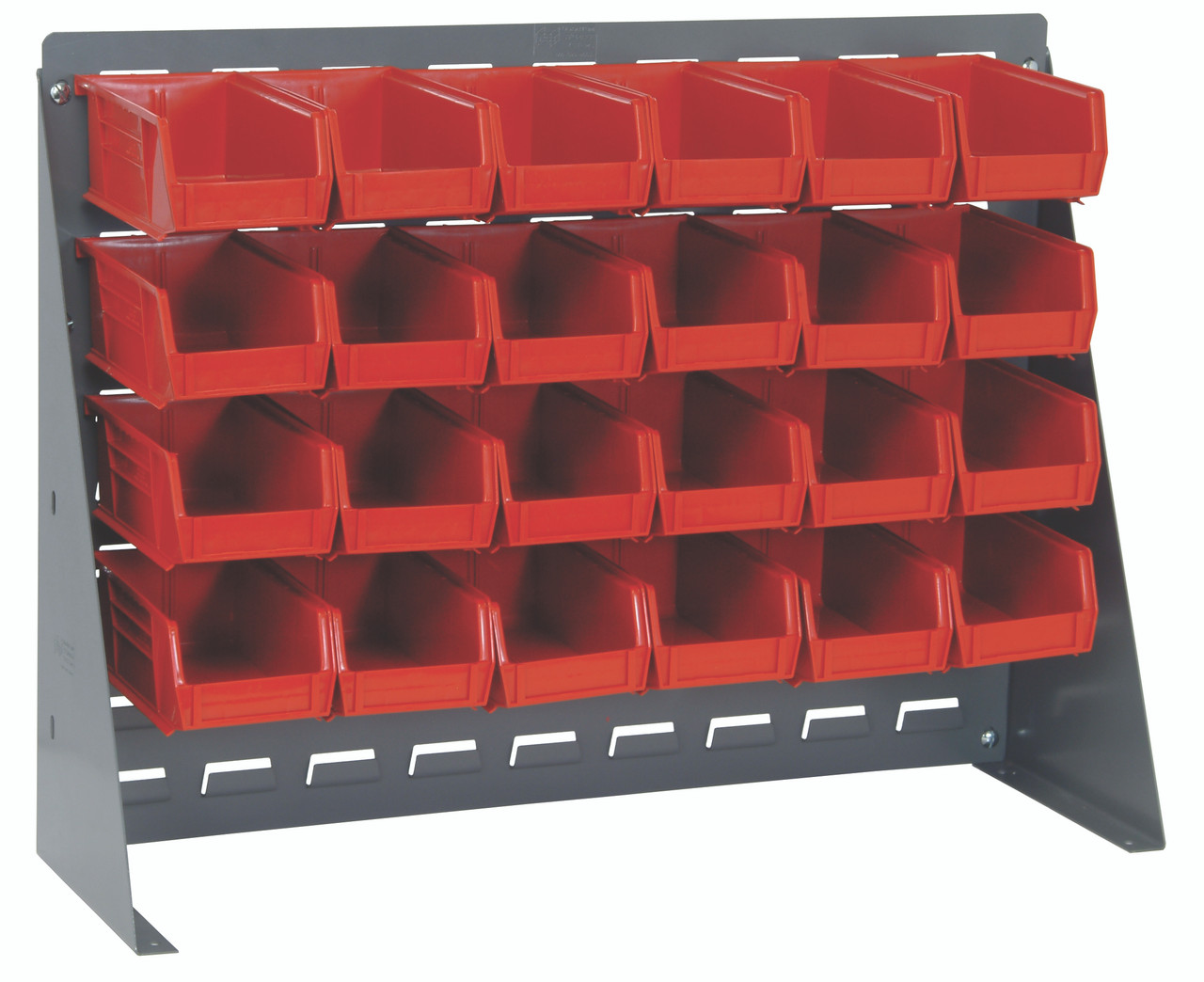 Bench Rack, 27-3/4"L x 8"W x 21"H, 16 gauge steel louvered model, Gray, Red, Carbon Steel, QBR-2721-210-24RD