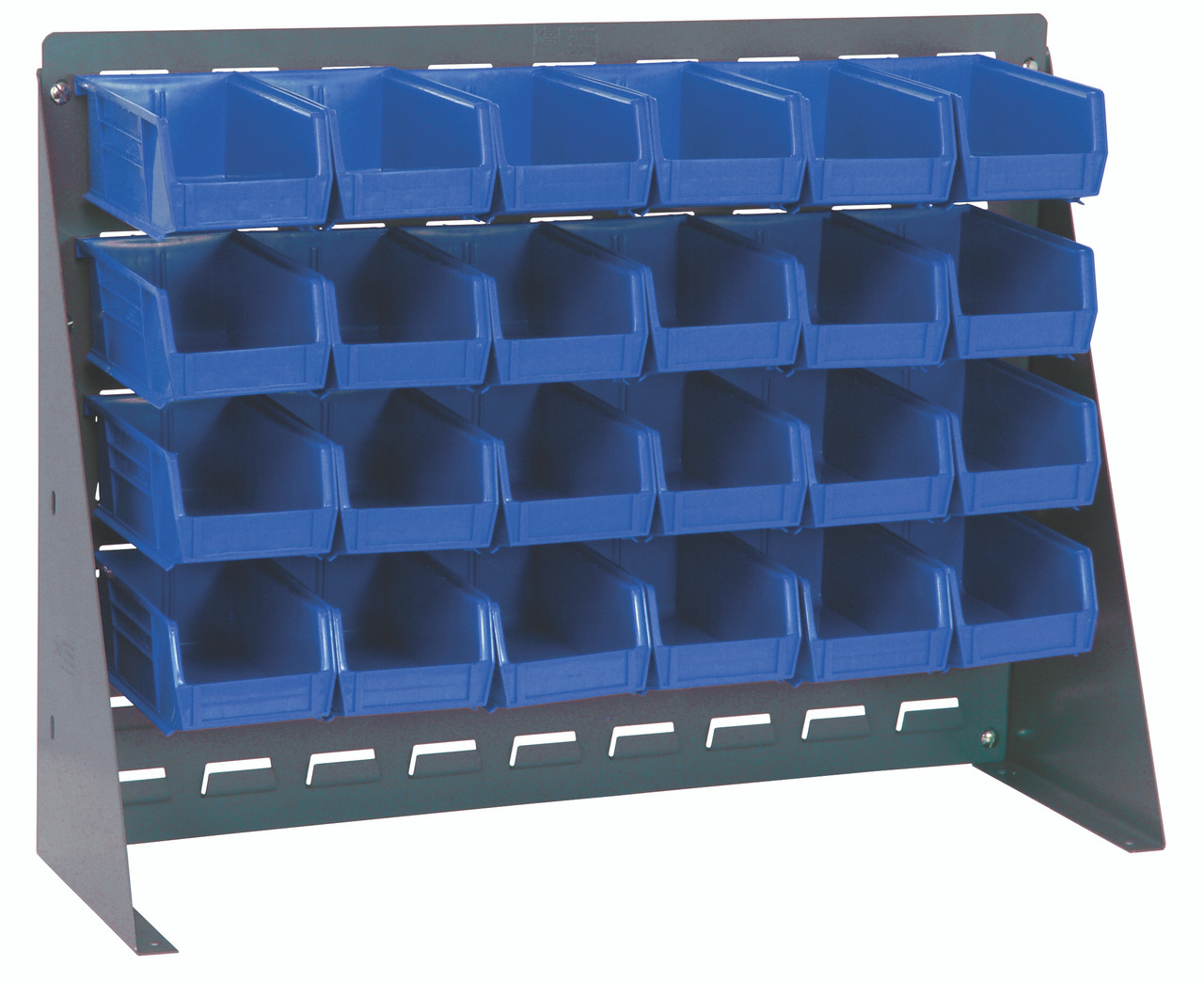 Bench Rack, 27-3/4"L x 8"W x 21"H, 16 gauge steel louvered model, Gray, Blue, Carbon Steel, QBR-2721-220-24BL