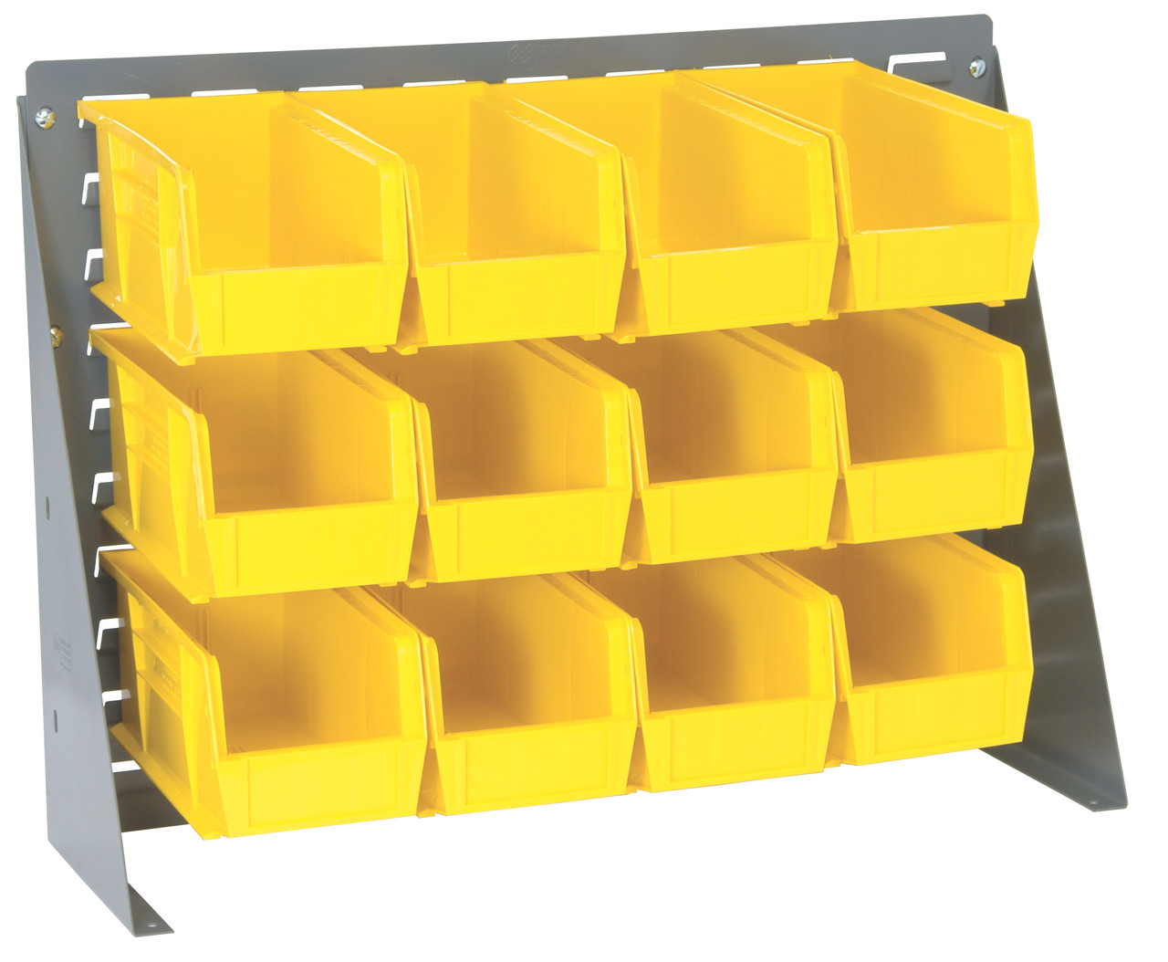 Bench Rack, 27-3/4"L x 8"W x 21"H, 16 gauge steel louvered model, Gray, Yellow, Carbon Steel, QBR-2721-230-12YL