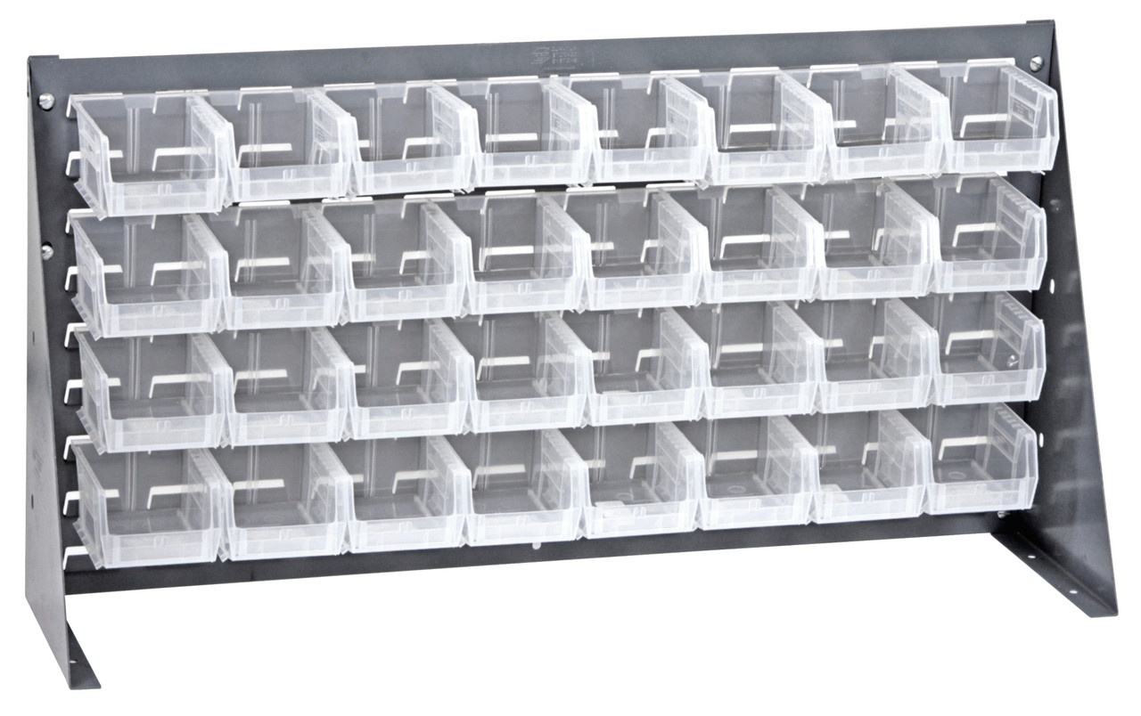Bench Rack, 36"L x 8"W x 19"H, 16 gauge steel louvered model, Gray, Clear, Carbon Steel, QBR-3619-210-32CL