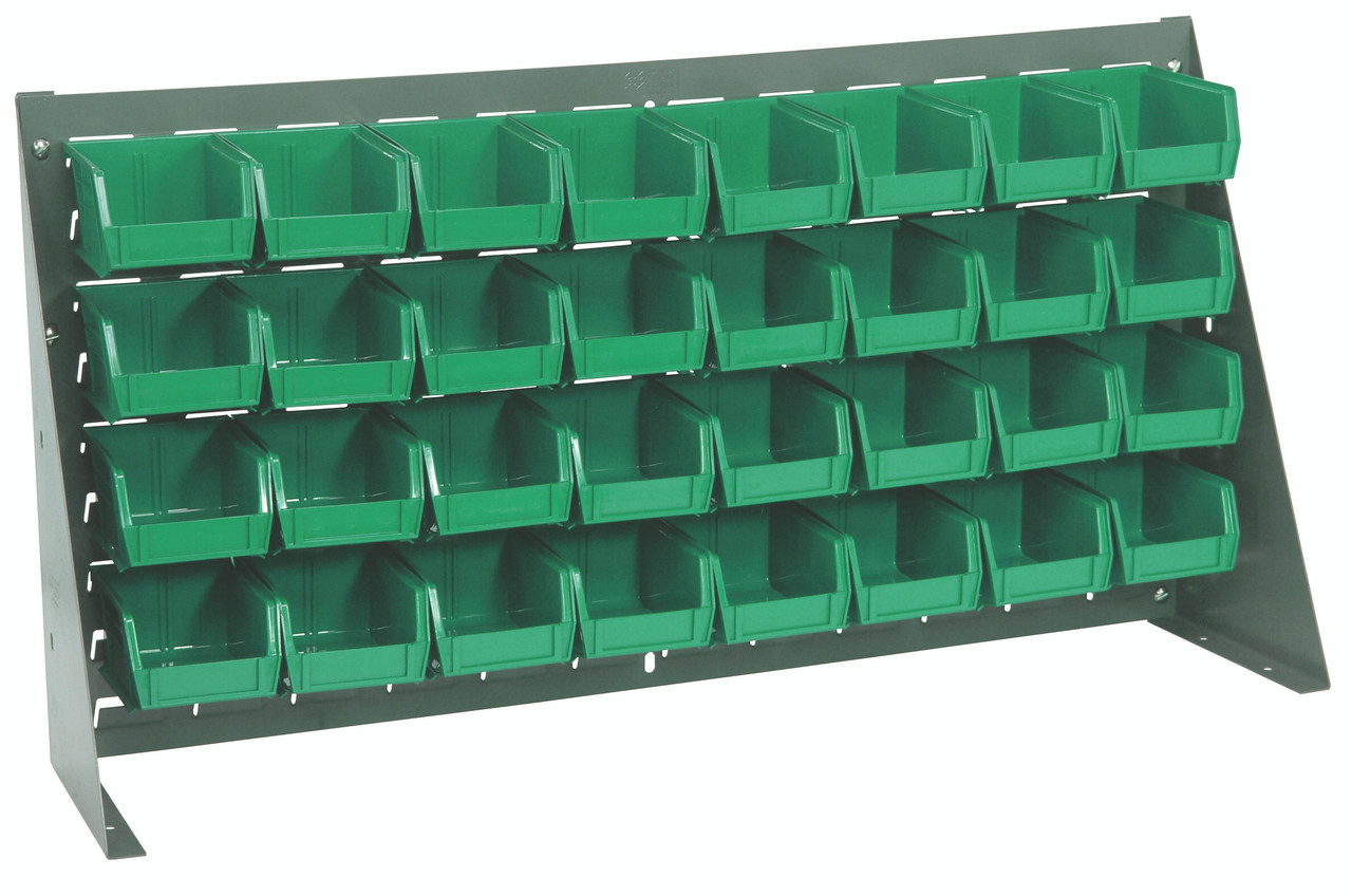Bench Rack, 36"L x 8"W x 19"H, 16 gauge steel louvered model, Gray, Green, Carbon Steel, QBR-3619-210-32GN