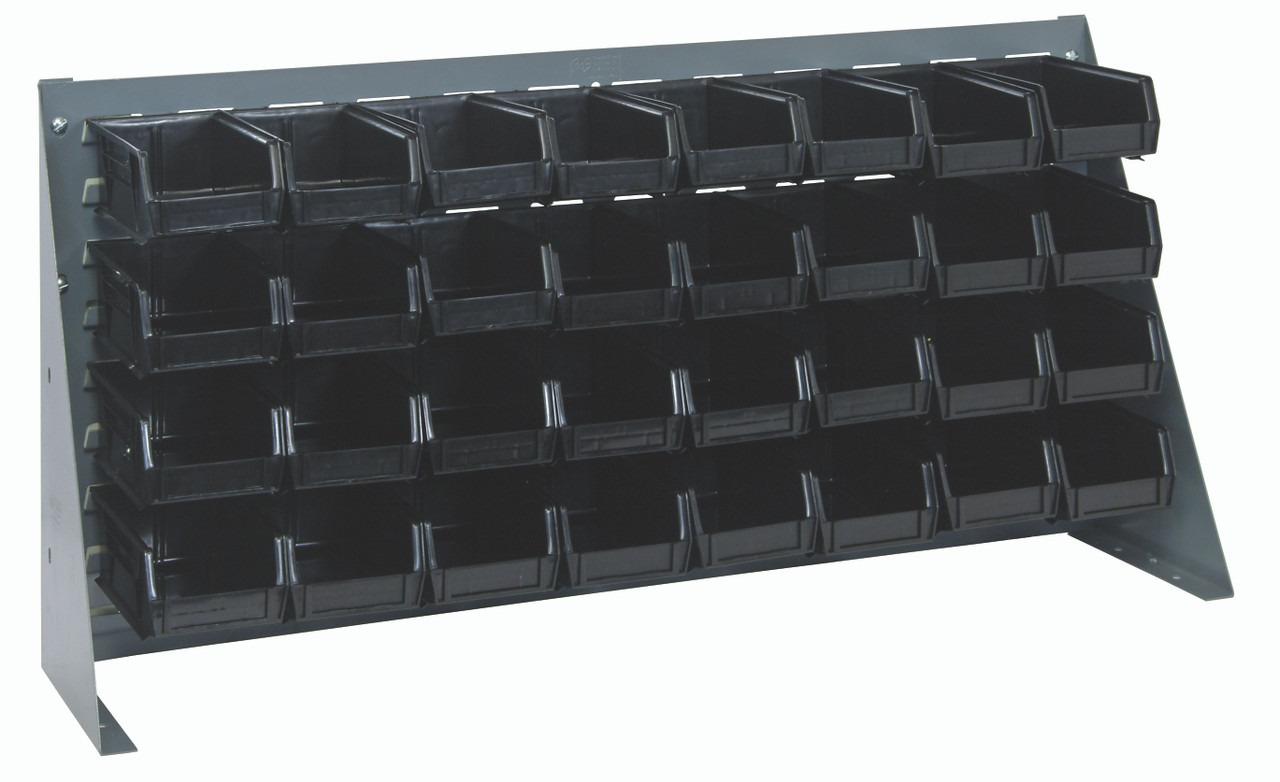 Bench Rack, 36"L x 8"W x 19"H, 16 gauge steel louvered model, Gray, Black, Carbon Steel, QBR-3619-220-32BK