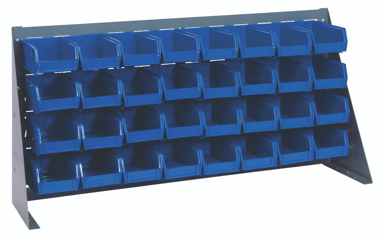 Bench Rack, 36"L x 8"W x 19"H, 16 gauge steel louvered model, Gray, Blue, Carbon Steel, QBR-3619-220-32BL