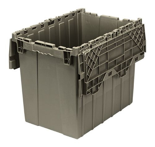 Distribution Bin, Heavy Duty Attached Top Container, 15-1/8"W x 21-7/8"D x 17-1/4"H overall size, Gray, Gray, HDPE, QDC2115-17