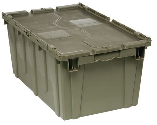 Distribution Bin, Heavy Duty Attached Top Container, 16-9/16"W x 27-5/16"D x 12-1/2"H overall size, Gray, Gray, HDPE, QDC2717-12