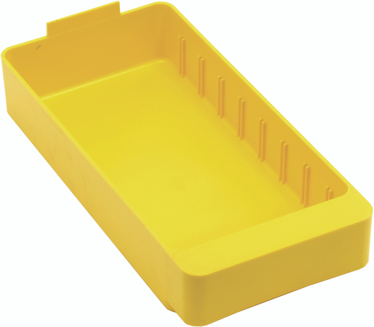 Super Tuff Euro Drawer, 11-5/8"L x 5-9/16"W x 2-1/8"H, front pull handle, Yellow, Yellow, Polysteryne, QED401YL
