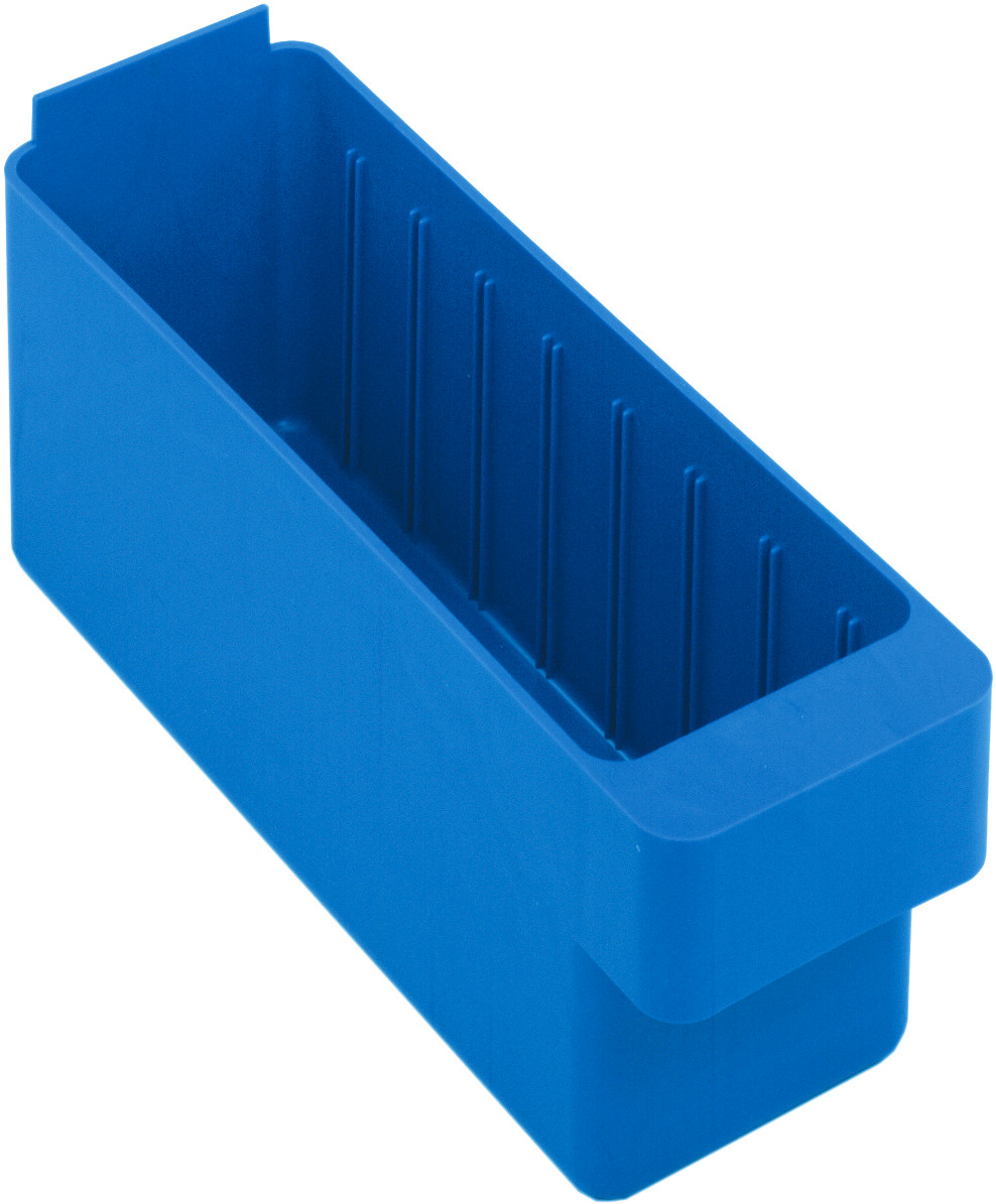 Super Tuff Euro Drawer, 11-5/8"L x 2-3/4"W x 4-3/8"H, front pull handle, Blue, Blue, Polysteryne, Case of 24, QED501BL