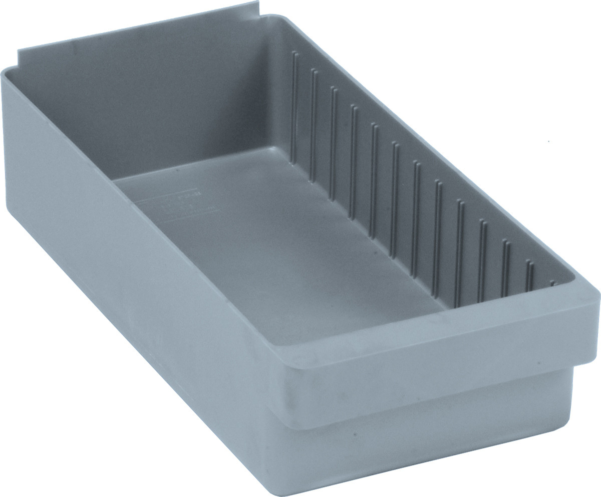 Super Tuff Euro Drawer, 17-5/8L x 8-3/8"W x 4-5/8"H, front pull handle, Gray, Gray, Polysteryne, QED606GY