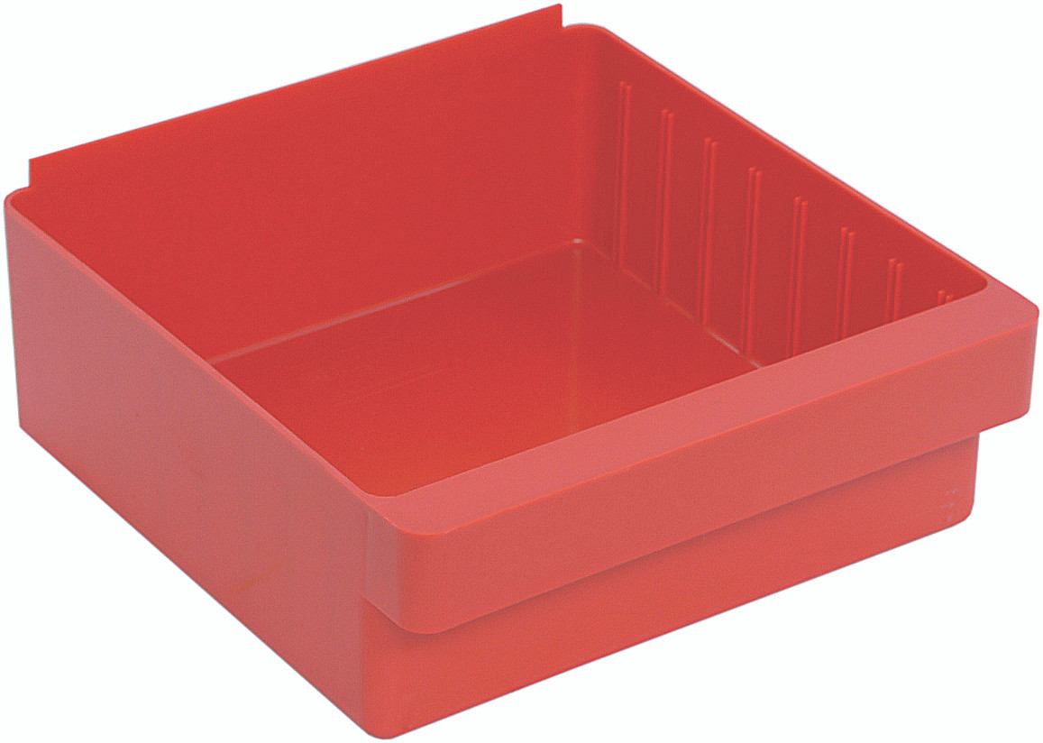 Super Tuff Euro Drawer, 11-7/8"L x 11-1/8"W x 4-5/8"H, front pull handle, Red, Red, Polysteryne, QED801RDCS